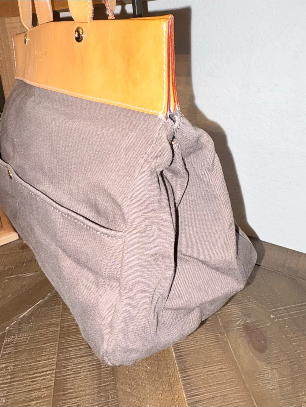 Vintage Y2K Kate Spade Brown Canvas & Vachetta Leather Tote